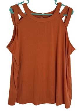 3/$20 Perseption Rust Colored Shoulder Cutouts Tank Top Size 1X